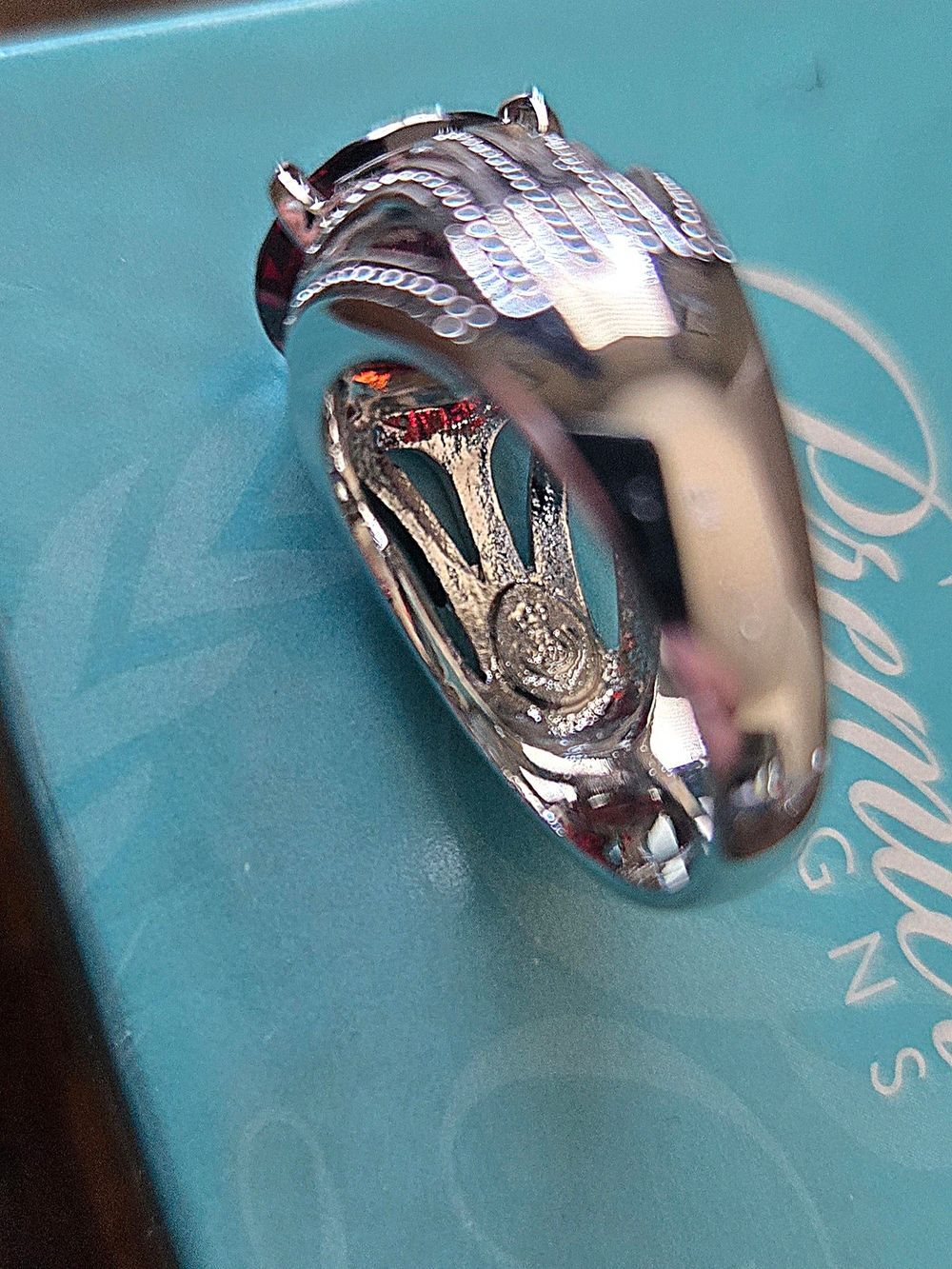 Premier Designs Silver Ring With Scarlet Red Gemstone, Sz 9 View 3